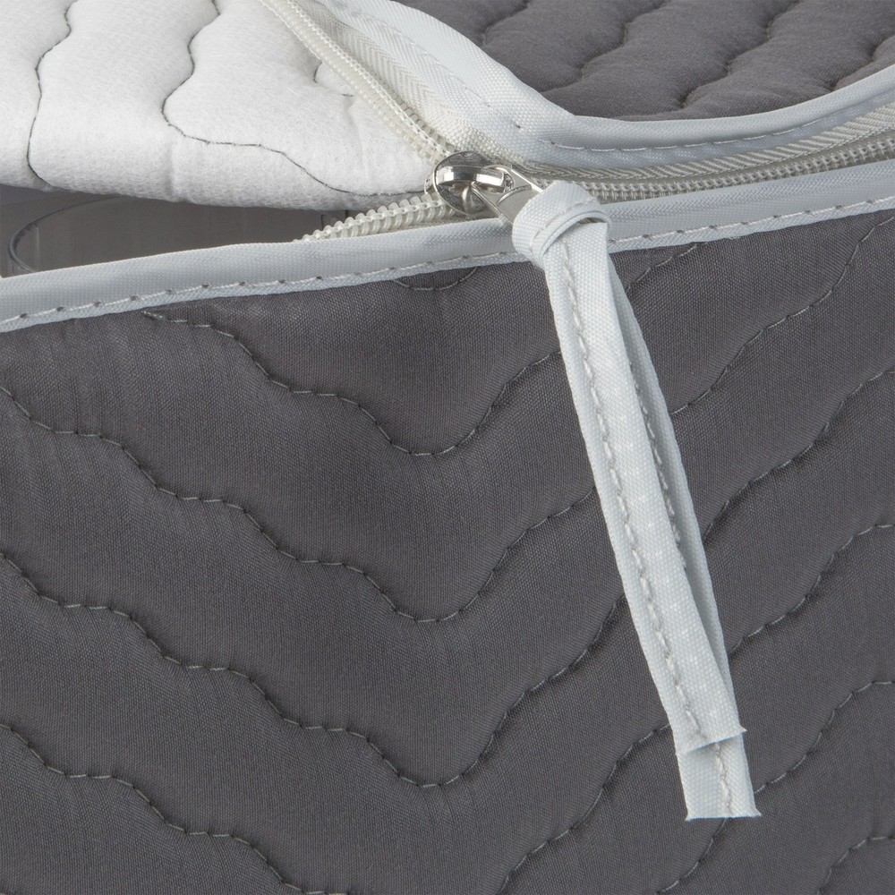 Richards Stemware Storage Chest -Deluxe Quilted Microfiber Light Gray 15.5
