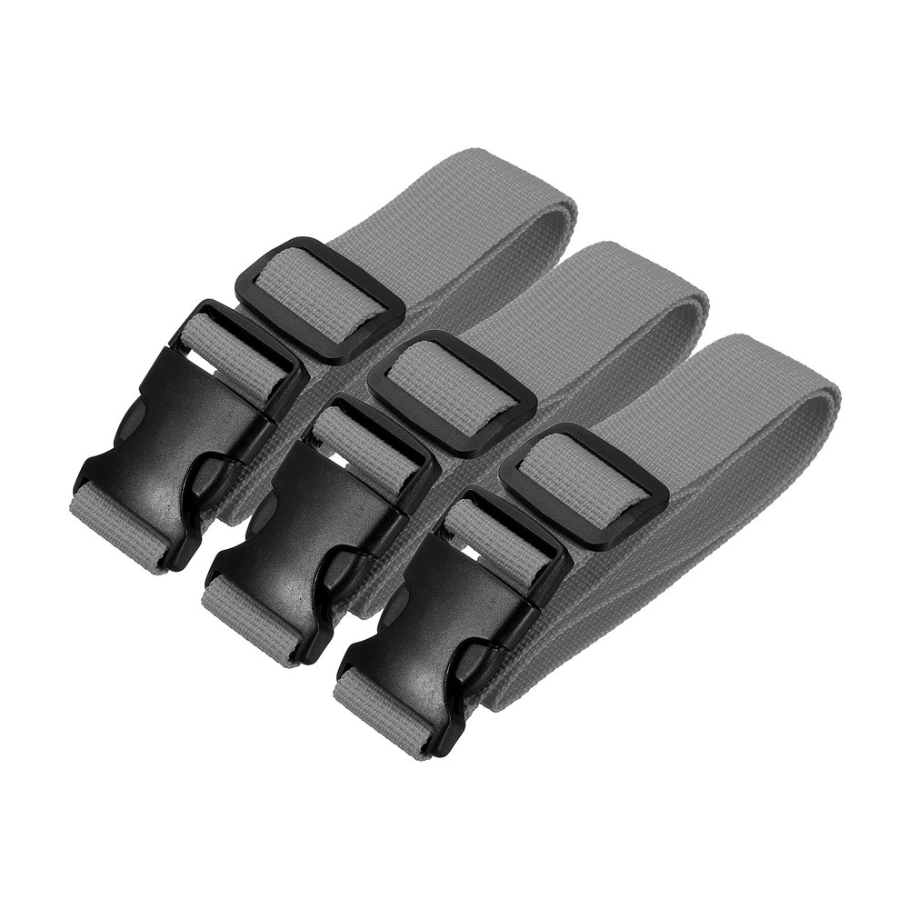 3pcs 1" x 2ft Utility Straps with Quick Release Buckle Adjustable, Gray