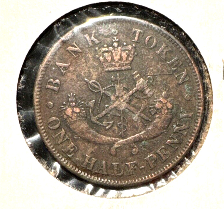 Canada upper 1857 half penny token KM TN 2 VF