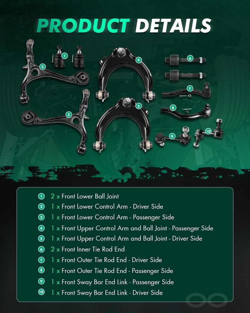 Front Suspension Kit Upper Lower Control Arms Ball Joints ACURA