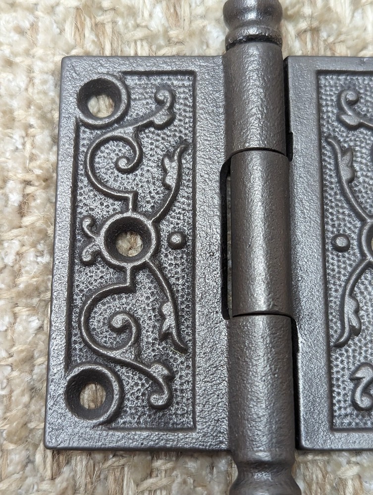 3" x 3" Antique Ornate Cast Iron Steeple Hinge