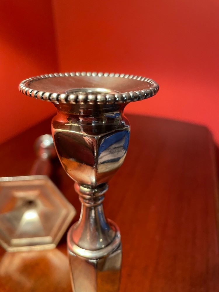 Vintage Pair of 9 Inch Colonial Silver Quadruple Plate Candlesticks