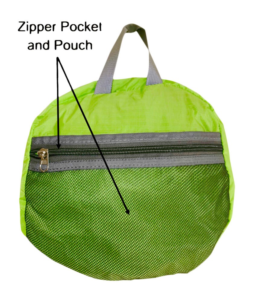 Backpack, Collapsible, Foldable Travel Pack, Packable, Durable--Green