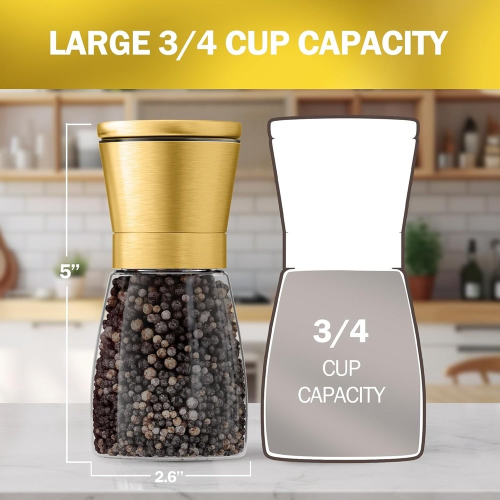 Elegant Gold Salt & Pepper Grinders Set