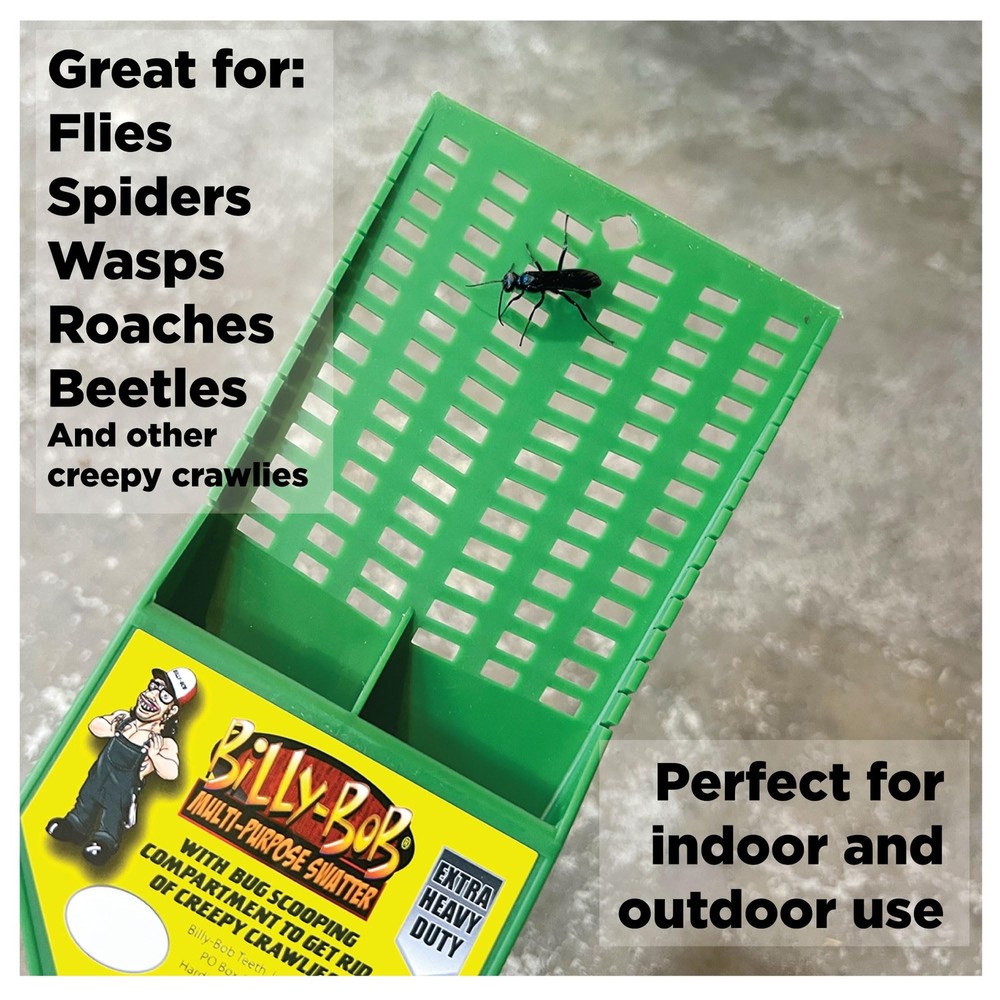 Multi-Purpose Heavy Duty Fly Swatter - 2 Pack - Fly Swatter with Bug Scooping...