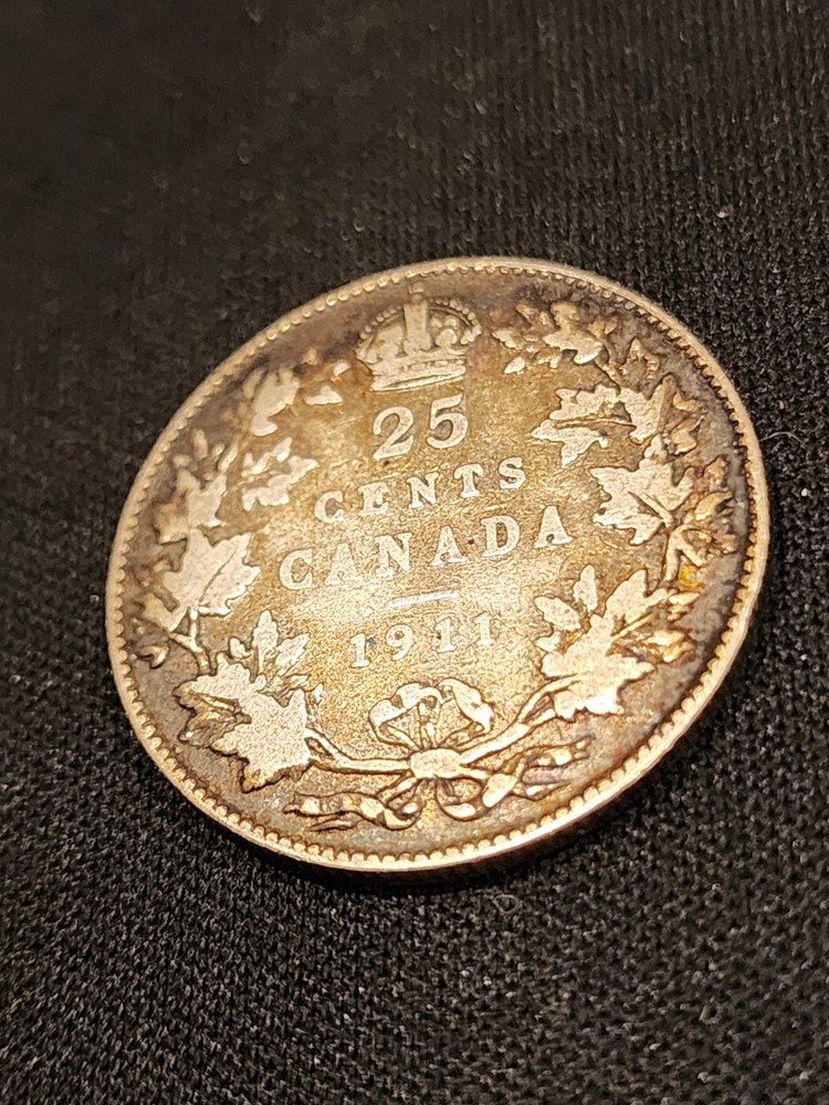 1911 Canada 25 Cents Silver Coin