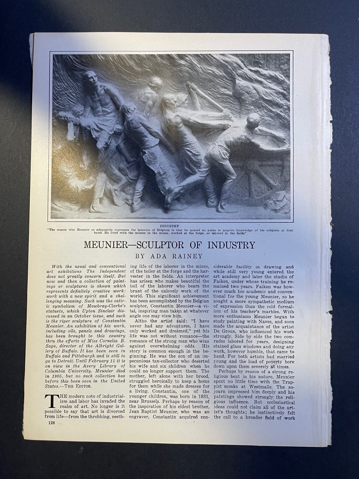 1914 Sculptor Constantin Meunier illustrated