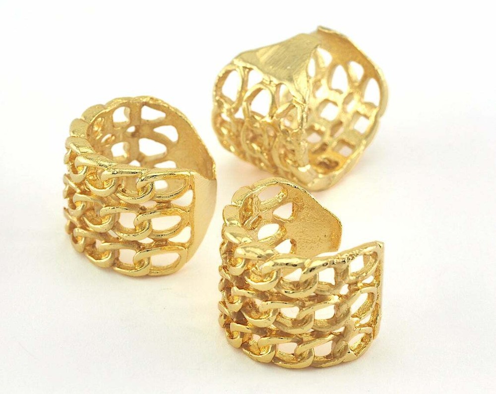 Chain Adjustable Ring Gold Plated brass (18mm 8US inner size - Adjustable ) 2642
