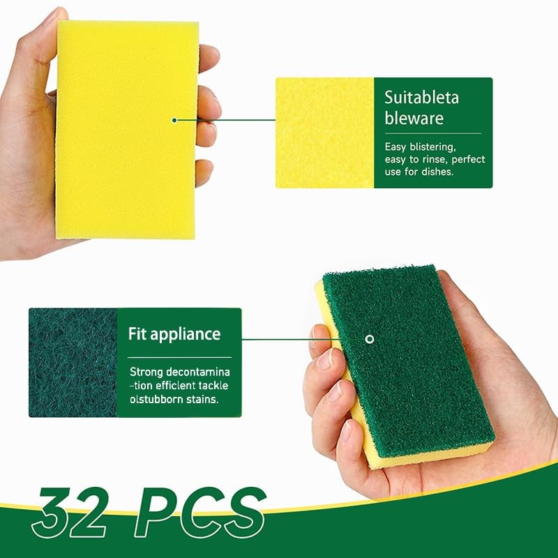 Kitchen Scrub Sponges 32 Count, Non-Scratch Dish for Dfg