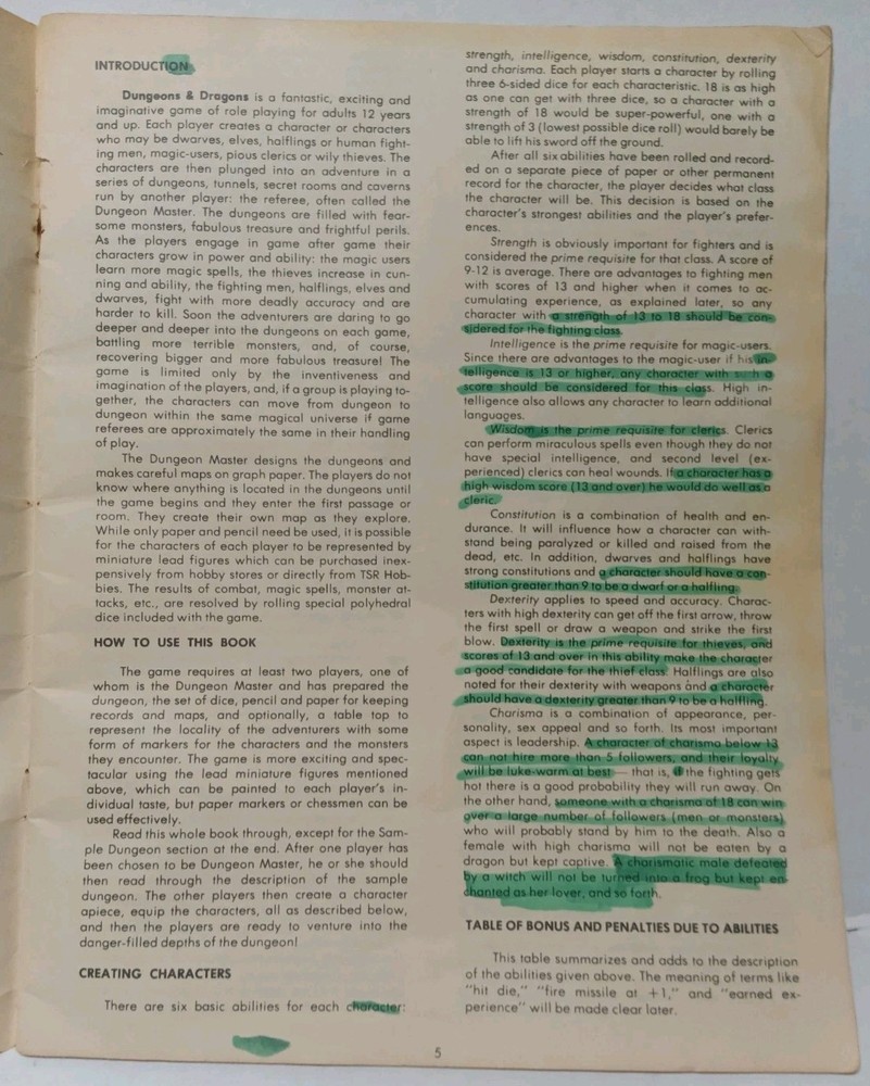 Dungeons & Dragons Original Basic Rule Book TSR Games #2001 3rd Edition 1979 RPG