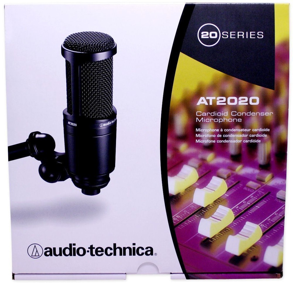 Audio Technica AT2020 Studio Recording Microphone Condenser Mic+Isolation Shield