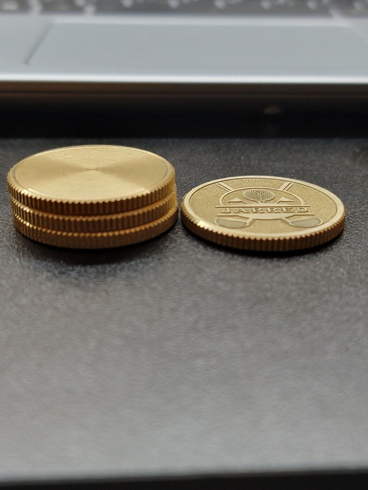Solid Brass CNC Machined Laser Engraved Personalized Golf Ball Marker