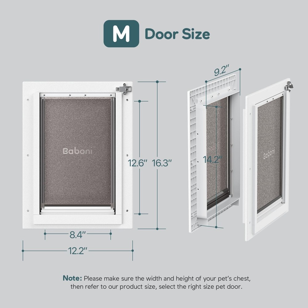 Baboni 3-Flaps Pet Door for Interior Medium Door(Plastic Frame), White