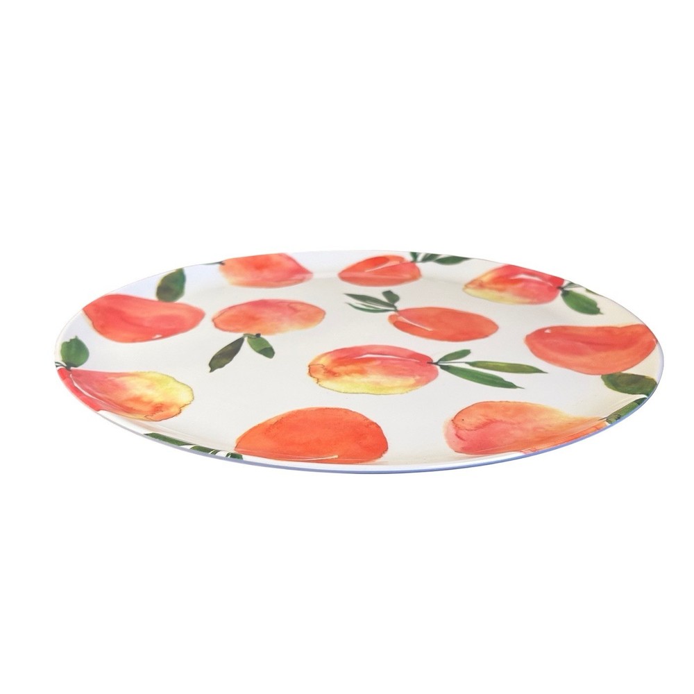 2 Melamine Platter 14” Watercolor Peach Lightweight Durable Stackable Tableware