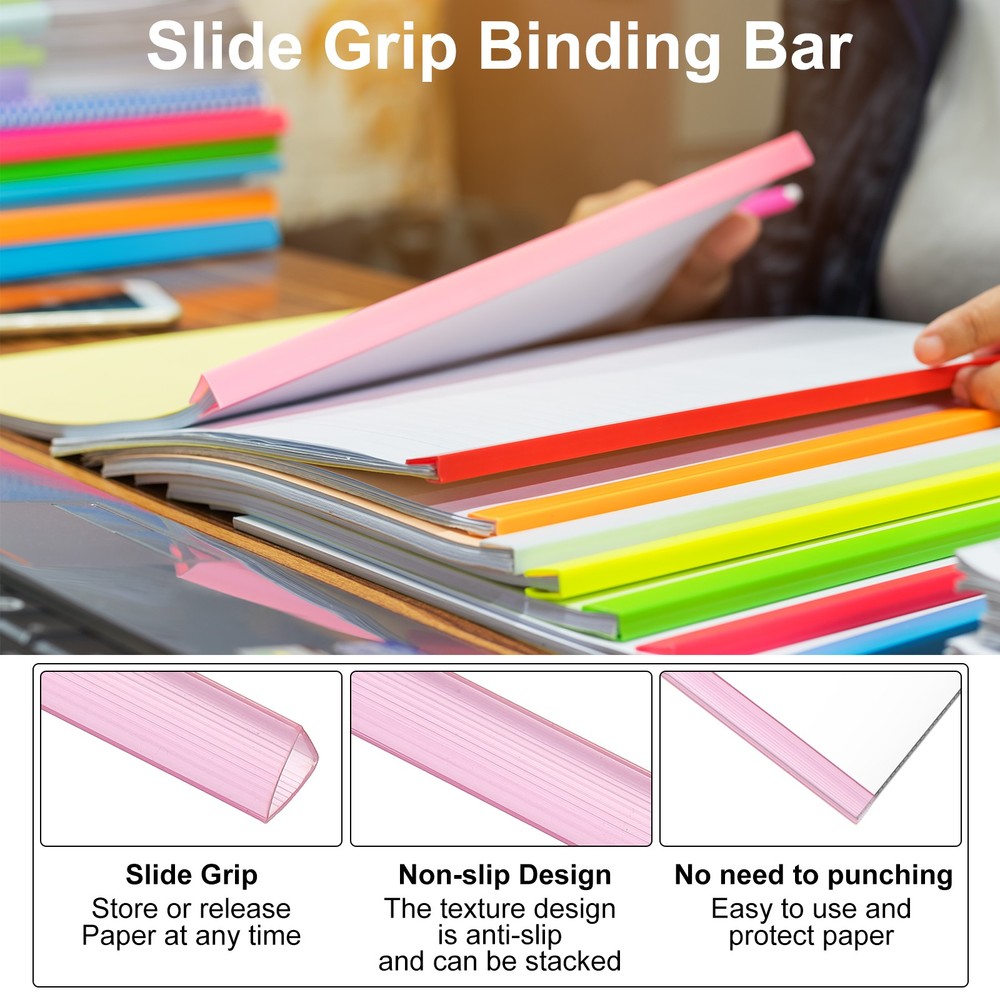 30Pcs 10x10mm Binding Bars, 70 Sheets Capacity, Transparent Red