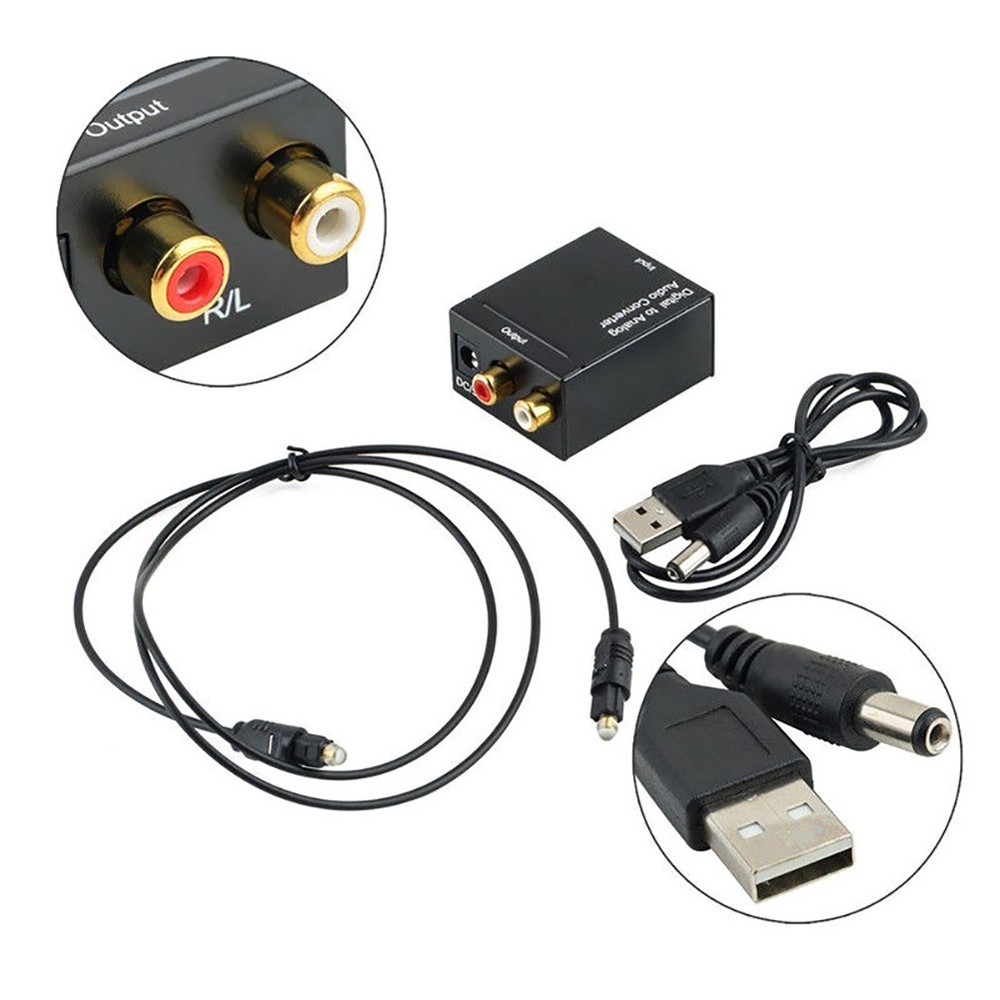 Digital Analog Audio Converter Adapter Amplifier Decoder Optical Fiber Coaxial