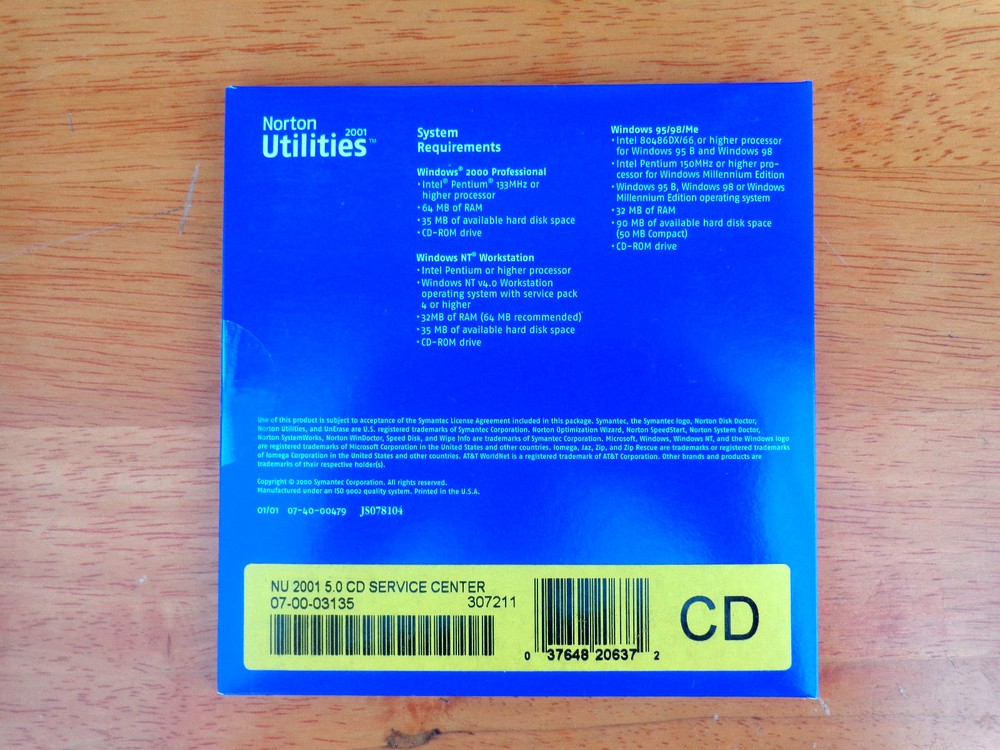 Norton Utilities 2001 5.0 -New Sealed