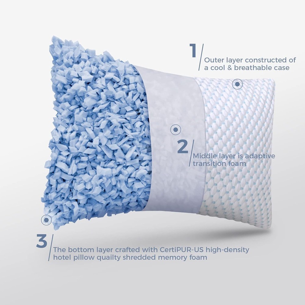 Compressed Memory Foam Pillow King 2-Pack, Sleep Cooling Pillow 2-Pack