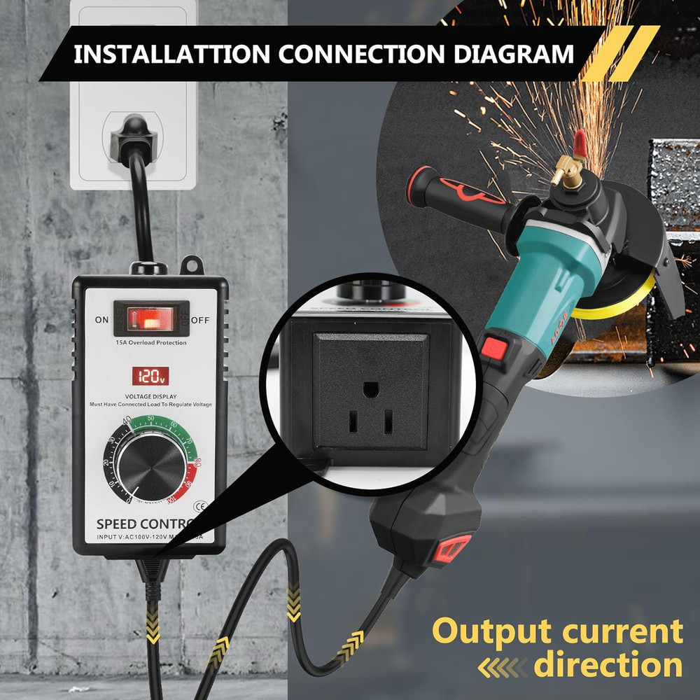 Variable Motor Speed Controller AC 100V-120V 15A, 4000W Speed Control Switch Reg