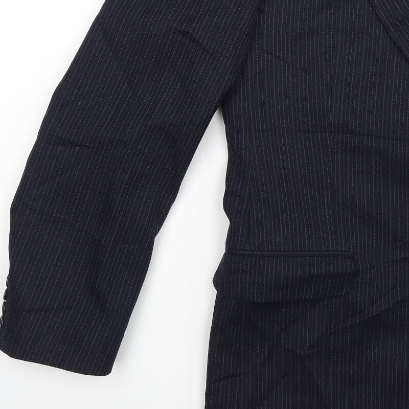 Vintage St Michael Mens Blue Striped Polyester Blend Suit Jacket Size M