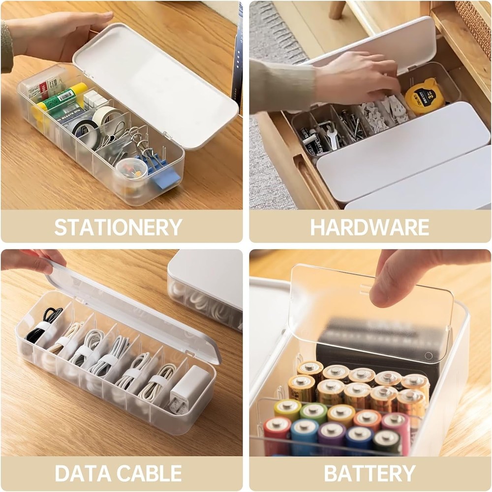 7-Compartment Dustproof Cable Organizer - Perfect for All Your Needs