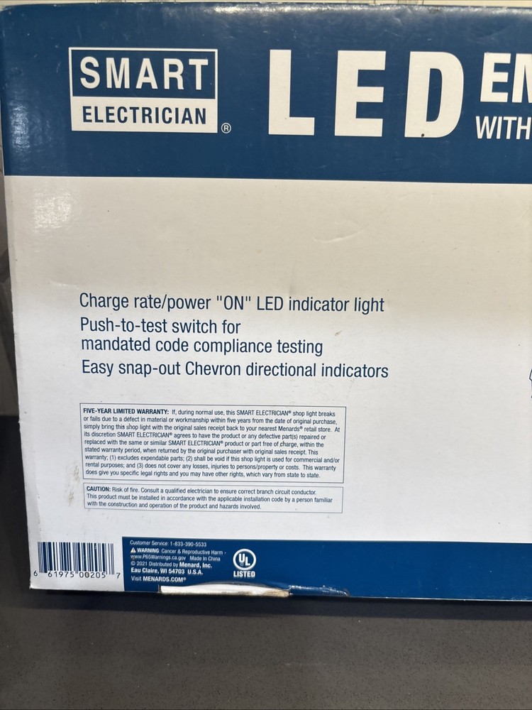 Smart Electrician LED Emergency/Exit Light Sign With Battery Backup New Open Box
