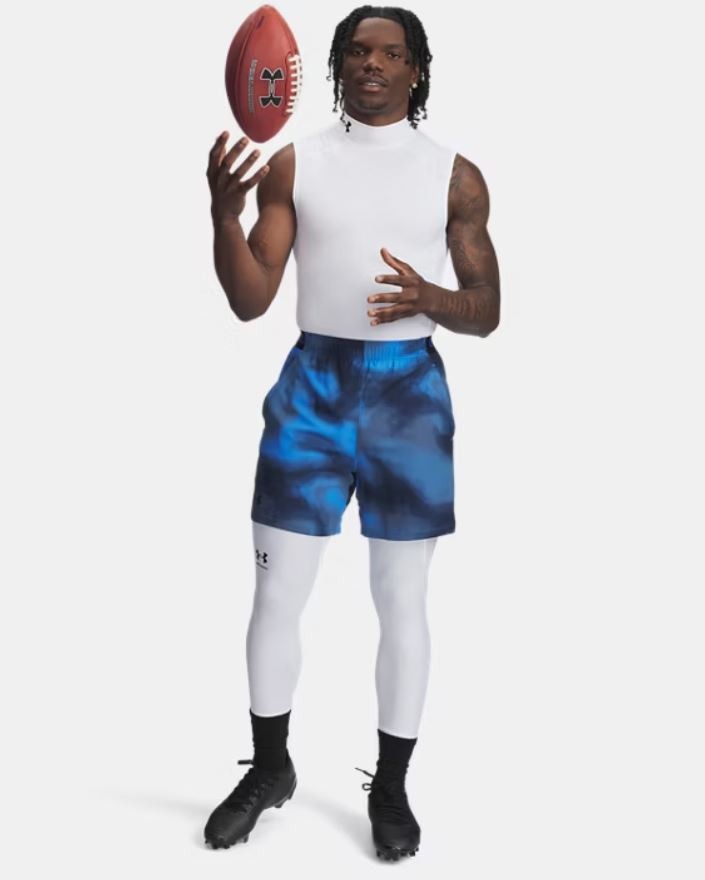 Under Armour Men's Compression Mock Sleeveless, White, Large