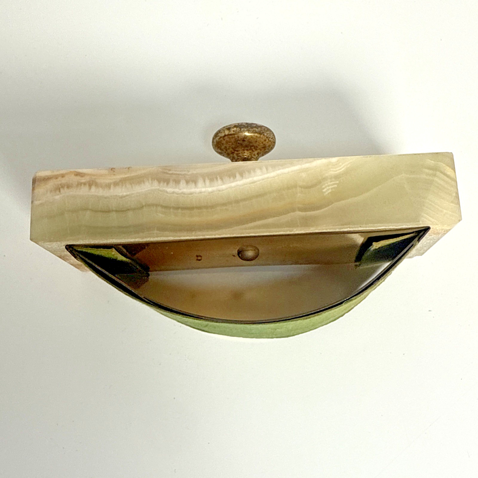 Onyx Italian Marble Rocker Desk Ink Blotter & Letter Opener