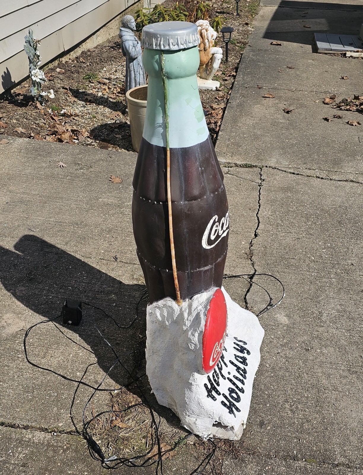 Fiber Optic Coca Cola Coke Bottle Happy Holidays Christmas Outdoor Vintage Light