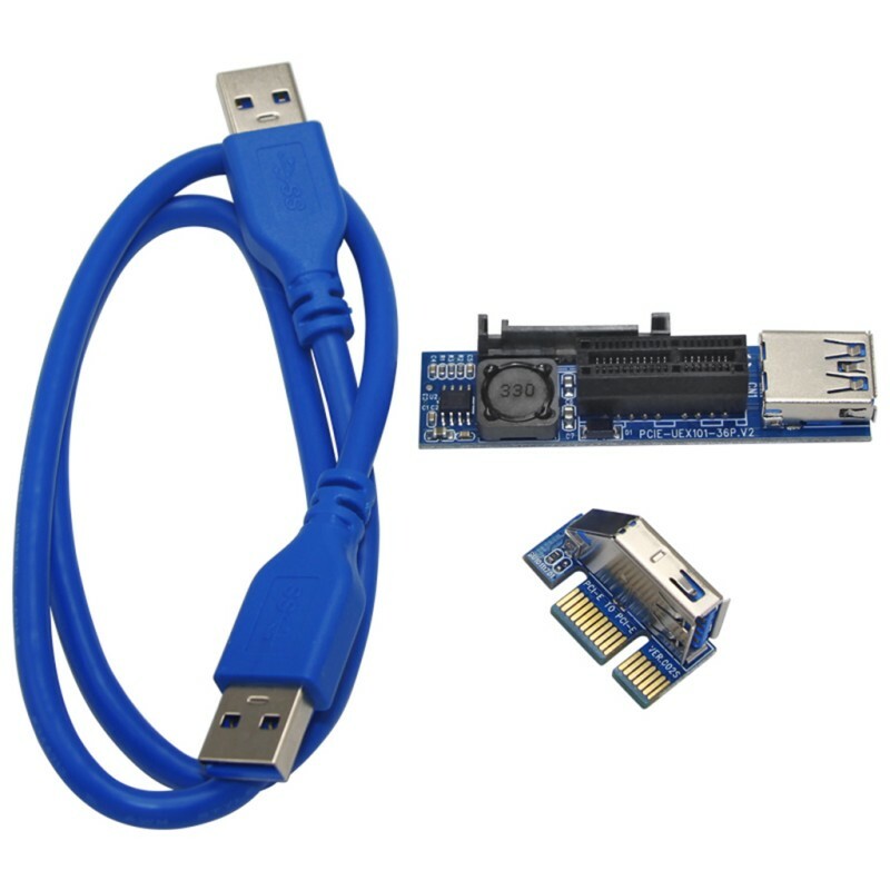 Mini Extender Cable 4pin PCI-E PCI Express Extension1X Riser Card Power USB 60cm