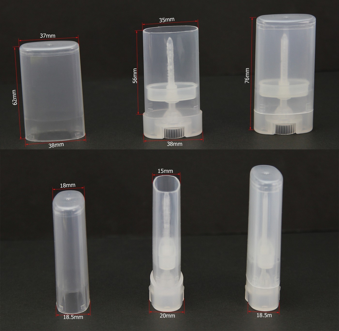 Clear / White Empty Oval Flat Tubes Deodorant Lip Balm Containers 15g