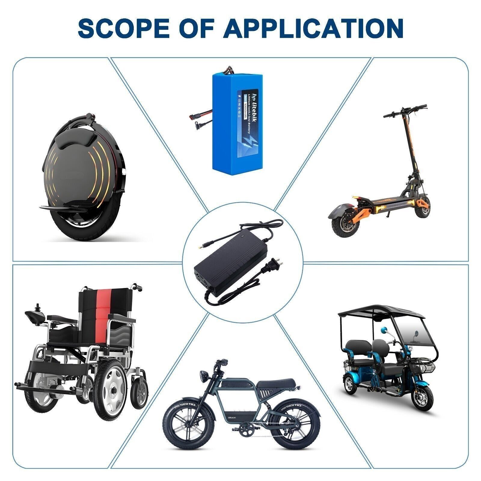 42V 2A Charger DC 5.5x2.1mm Plug 36V Electric Bike Lithium Battery Fast Charging