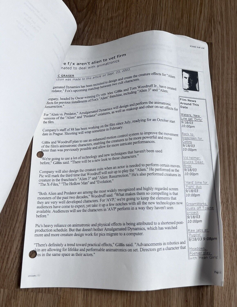 Downlink Movie Script & Concept Art by Alec Gillis Amalgamated Dynamics