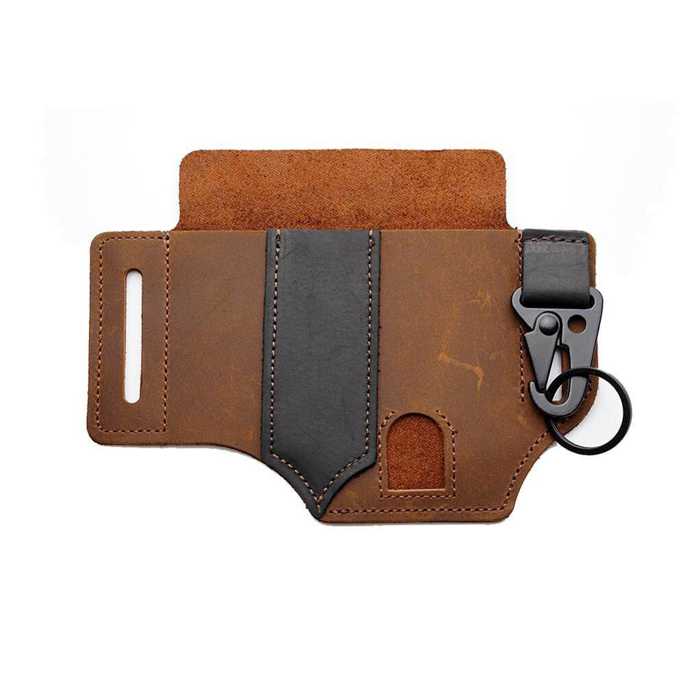 Multitool Leather Sheath EDC Pocket Organizer - High Leather Quality Brown