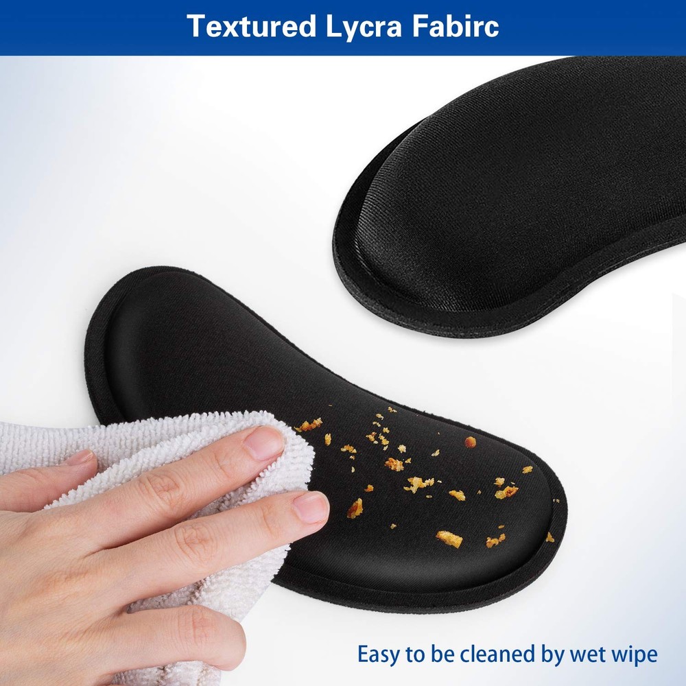 Mouse Wrist Rest, Canjoy 2 Pack Memory Foam Soft Fabric Small, Black