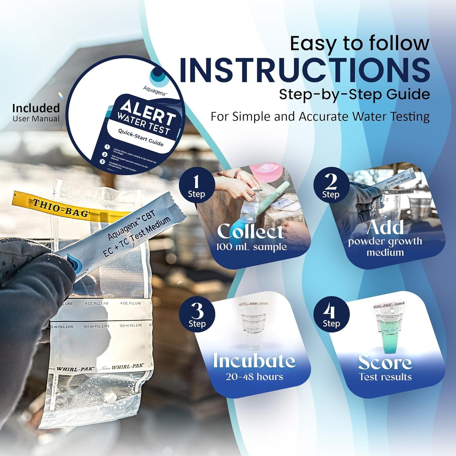 Aquagenx Alert P/A Test Kit – Lab-Grade Home Water Testing Kit