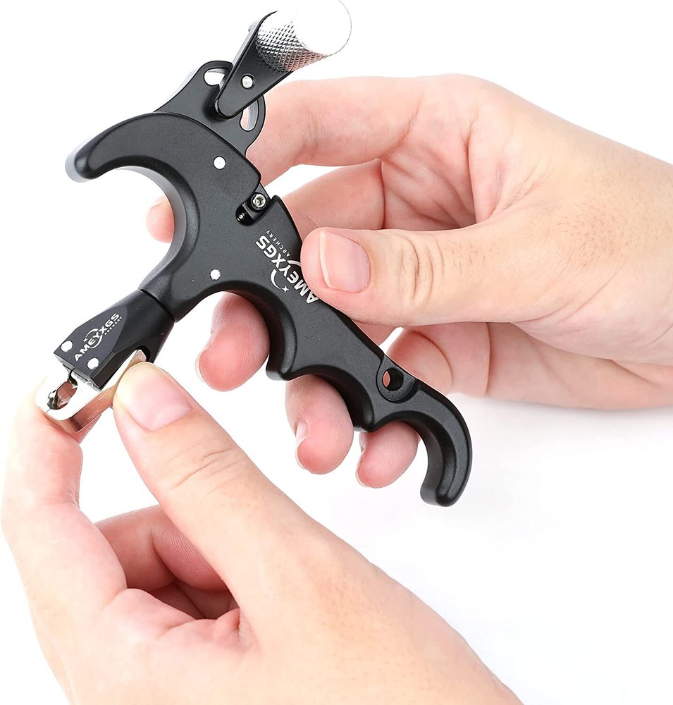 Compound Bow Release Aids 4 Finger Thumb Trigger Metal D Loop Archery Shooting