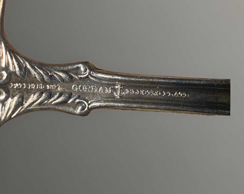 Antique 1887 Gorham Electro Plated Large Serving Silver Spoon Unique Design