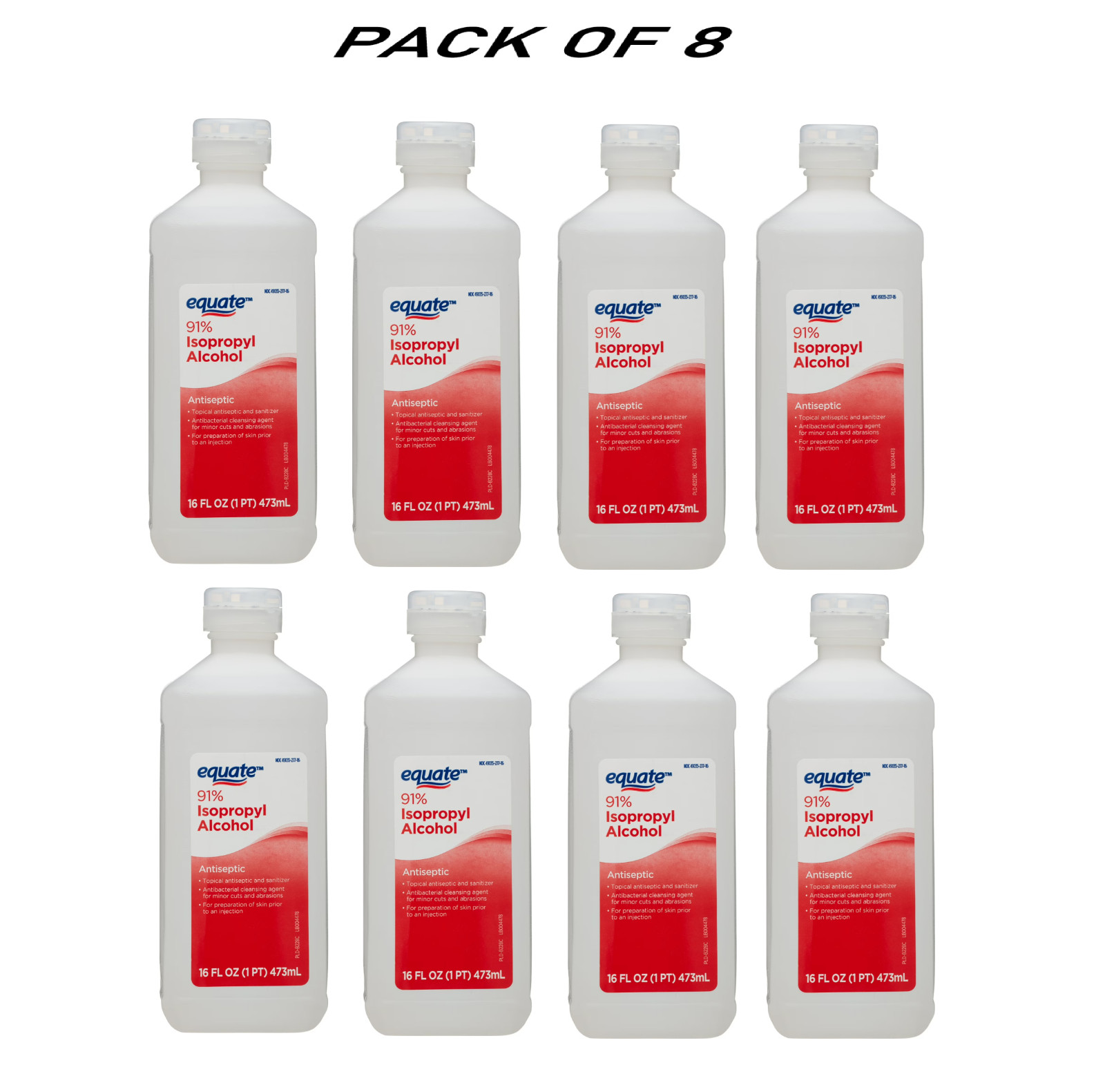 ( 8 PACK ) Equate 91% Isopropyl Alcohol Liquid Antiseptic, 16 fl oz.
