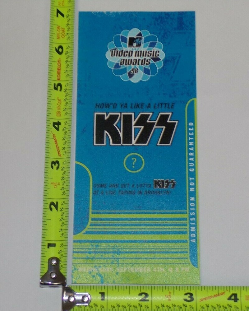 KISS Band Full Ticket Stub MTV VMA Brooklyn NY Concert 1996 Reunion Alive Tour