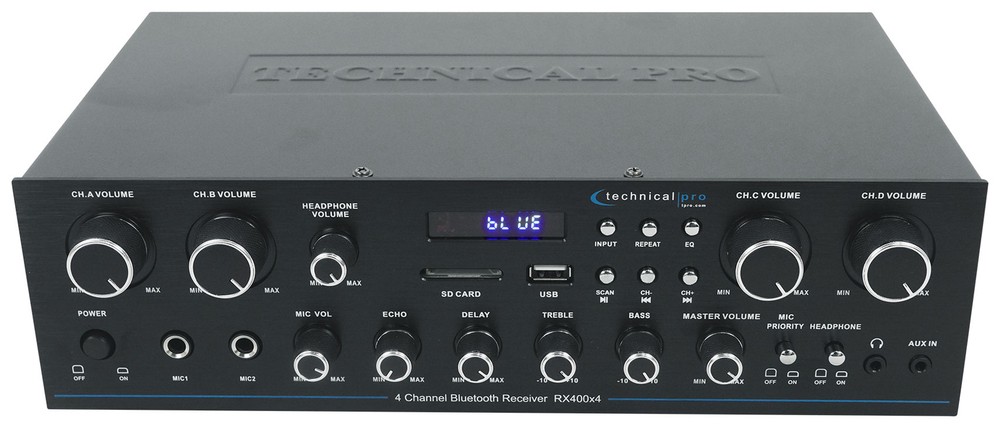 Technical Pro RX4CH Bluetooth Home Receiver Amp+(8) 5.25" Black Ceiling Speakers
