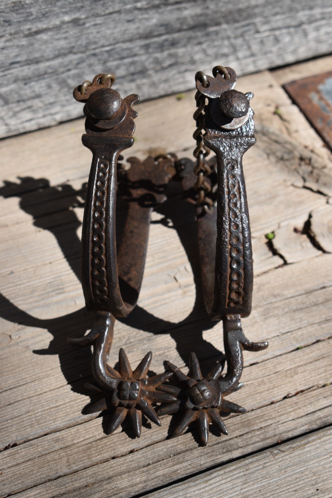 VINTAGE BUERMANN DROP SHANK SPURS W/ HEEL CHAINS