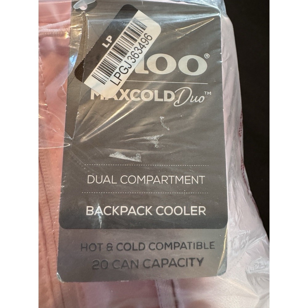 Igloo Cooler Backpack 9QT Leakproof Rose Quartz 20 Cans MaxCold Duo Soft-Sided