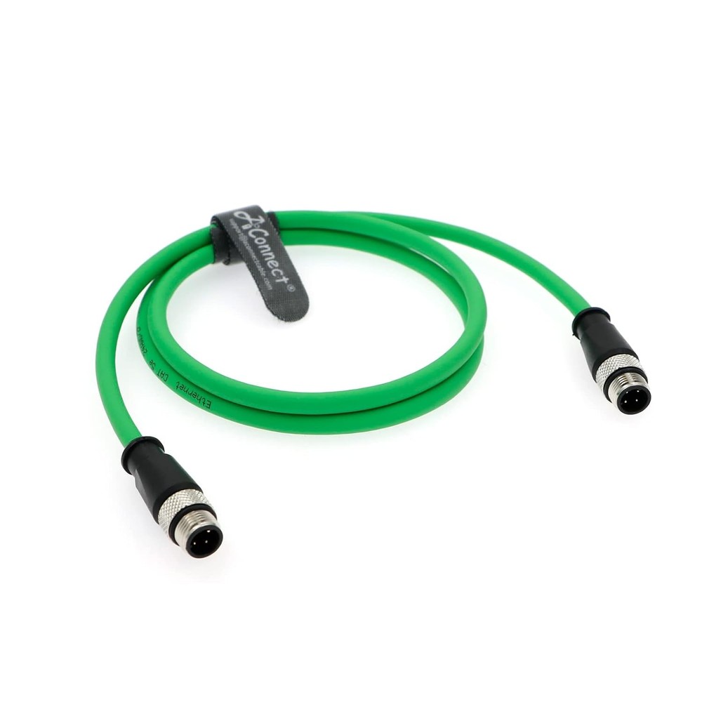 Aconnect Shielded Flexible Ethernet Camera Cable M12 4Pin D-Code Male Cat5e 2M