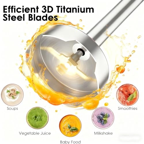 Immersion Blender Handheld, 800W Powerful Electric Hand Blender Single Silver