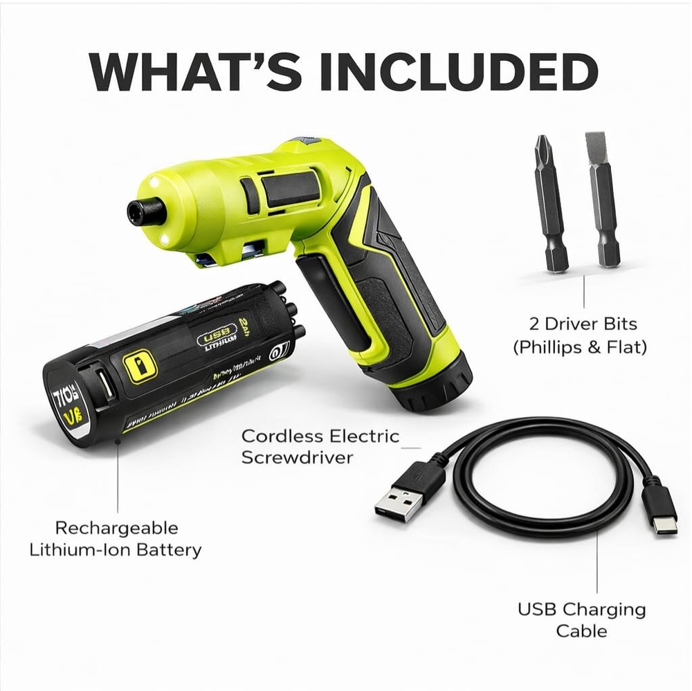 USB Lithium Pivoting Screwdriver Kit (FVD50K) – Compact and Versatile Tool