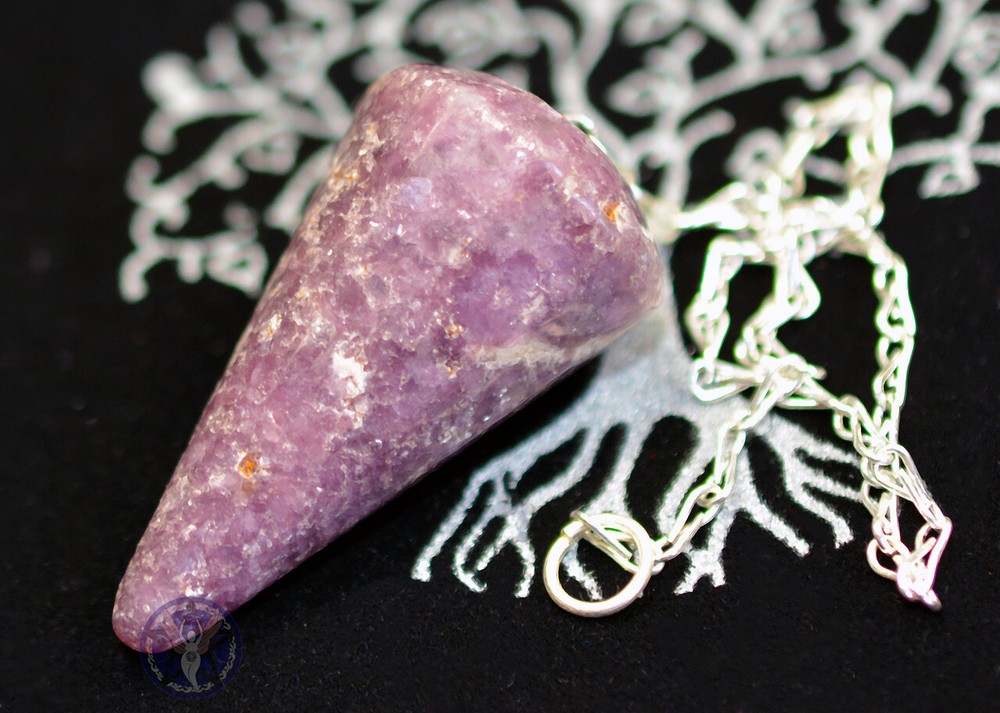 Lepidolite Crystal Pendulum Seven-Sided Dowsing for Divination, Psychic Readings