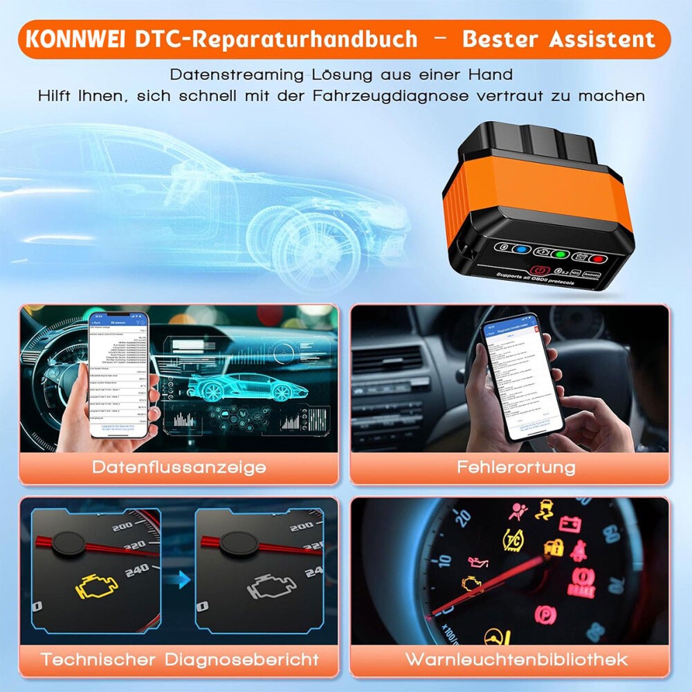 ELM327 Bluetooth OBD2 Code Reader Car Diagnostic Scanner for Android and iOS