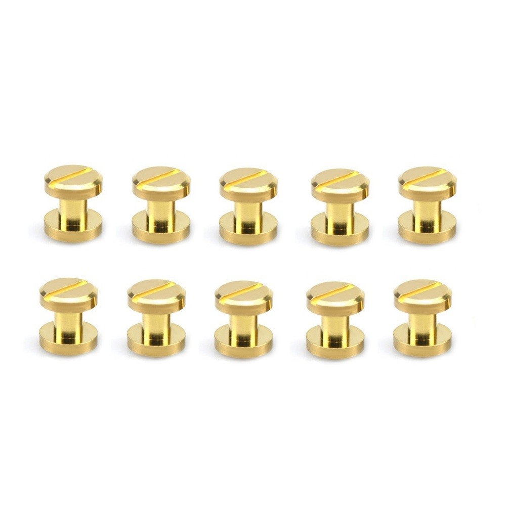 10Pcs Brass Binding Chicago Screws with Patterned Finish For Leather Craft