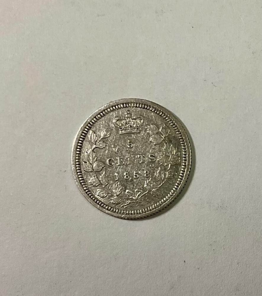 1858 Canada First Issue 5 Cents Silver Small Date some lustre !